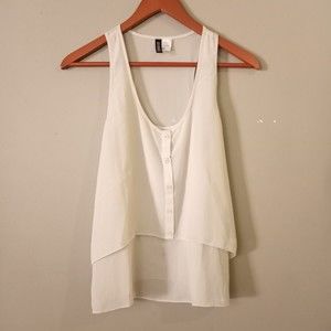 Divided H&M Womens Size 6 Grayish Beige Sheer Layered Tank Top